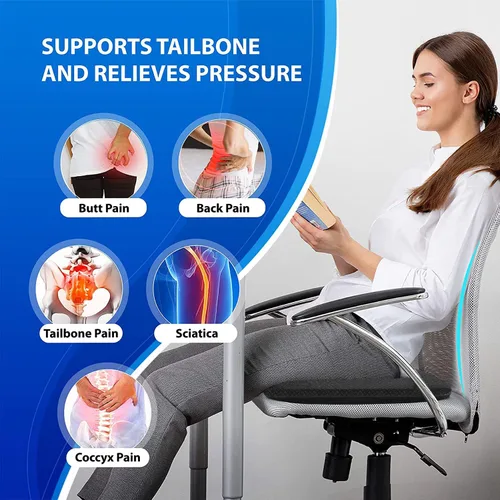 Miniatura 7 de Cojín de asiento de gel, cojín de gel de huevo doble grueso para aliviar el dolor de presión, cojín transpirable para silla de ruedas para asiento