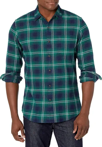 Miniatura 67 de Amazon Essentials Camisas de franela de manga larga para hombre, corte ajustado, a cuadros con botones