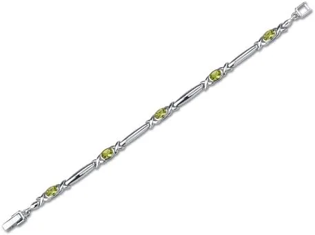 Miniatura 4 de Peora Juego de pulseras de peridoto de plata de ley de 2,25 quilates, No aplicable, Peridoto