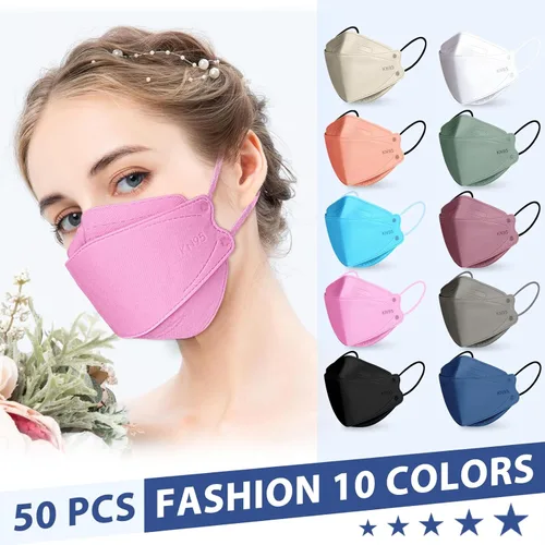 Miniatura 4 de FENFEN Mascarillas KN95 desechables para adultos, paquete de 50 unidades, 5 capas de protección contra el polvo, transpirable, cómodo, respirador
