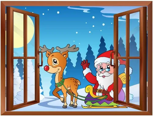 Miniatura 20 de wall26 Vinilo adhesivo de pared con diseño de Papá Noel y renos en la noche de luna llena, autoadhesivo, extraíble, para ventana, 24 x 32 pulgadas