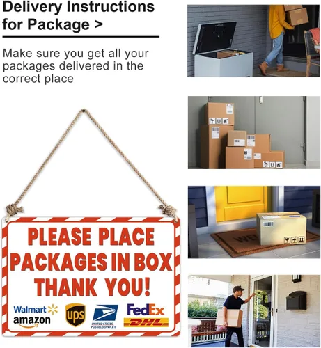 Miniatura 7 de ALKB Cartel de entrega de paquete de aluminio libre de óxido de 8 x 12 pulgadas para uso al aire libre – Please Place Paquetes en caja Thank You for
