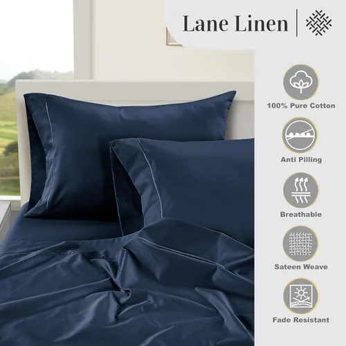 Miniatura 68 de Lane Linen Juego de 2 fundas de almohada 100 % de algodón, tamaño estándar, se adapta a almohadas estándar y Queen, fundas de almohada lujosas