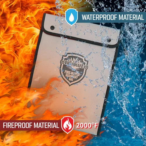 Miniatura 2 de Bolsa de documentos ignífuga, bolsillo impermeable con cierre de cremallera, bolsa de almacenamiento para objetos de valor, archivo de documentos A4