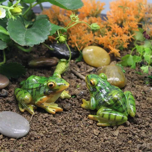 Miniatura 3 de 2 figuras de rana en miniatura, decoración de pecera, jardín de hadas, tortuga, paisaje, decoración interior y exterior