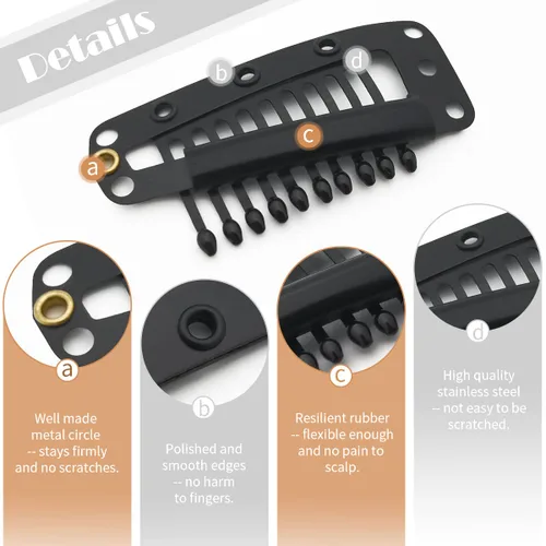 Miniatura 57 de Dreamlover - Clips para extensiones de cabello, clips para peluca con 9 dientes, 30 piezas Beige