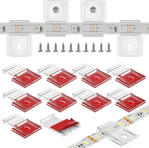 Miniatura 8 de TYMXGHF Clips de tira de luz transparentes, autoadhesivos con soporte de montaje de tornillos, 20 clips de fijación LED fuertes y tornillos