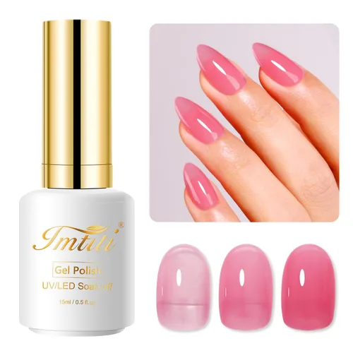 Miniatura 81 de Esmalte de uñas de gel con purpurina, 0.5 fl oz, color rosa brillante, de remojo, con LED, UV, kit de esmalte de uñas de gel para manicura en salón