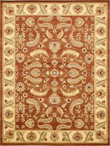 Miniatura 40 de Unique Loom - Colección Voyage - Alfombra redonda tradicional oriental, marrón, Polipropileno, Marrón/Azul Claro