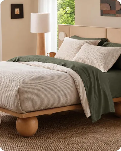 Miniatura 7 de Bedsure Funda de edredón de algodón tamaño King – 100% algodón tejido gofre, funda de edredón beige tamaño King, GentleSoft™ y juego de ropa de cama