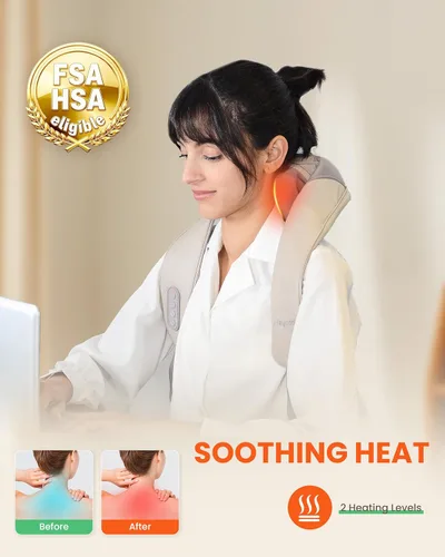 Miniatura 11 de Heycool - Almohada Masajeadora de Cuello Inalámbrica con Calor, Elegible para FSA HSA, Masajeador de Cuello y Hombro de Amasamiento Profundo 4D
