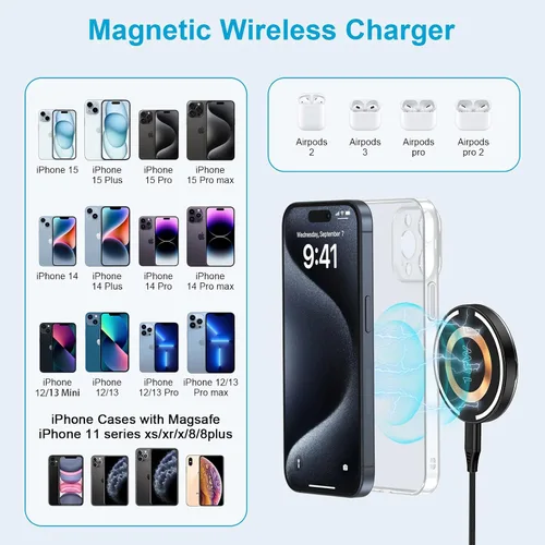Miniatura 3 de Cargador inalámbrico Samsung S25 Ultra para cargador Magsafe/Samsung Galaxy S25/S24 Ultra, almohadilla de carga inalámbrica magnética rápida de 15 W