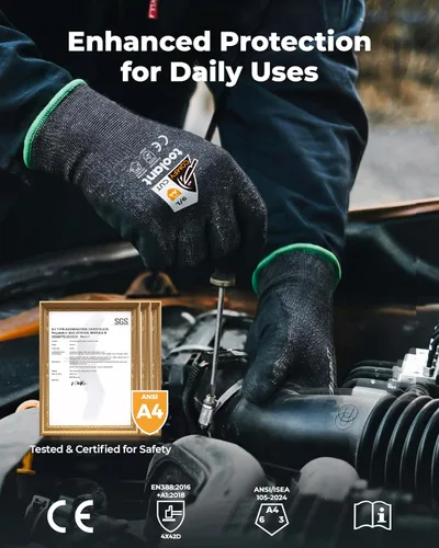 Miniatura 2 de toolant ANSI A4 - Guantes de trabajo resistentes a los cortes sin acero y fibra de vidrio, comodidad ultraligera y ajuste adecuado, para mecánicos