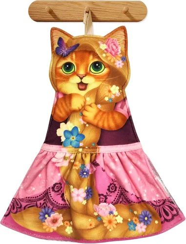 Miniatura 30 de PAT JUUMG - Toallas graciosas de mano con forma de gato para decoración de baño y cocina, toallas decorativas colgantes para la cara, súper