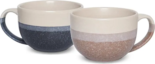 Miniatura 8 de Bosmarlin Juego de 2 tazas de café jumbo de cerámica, 23 onzas, tazones de sopa grandes con asas, aptos para lavavajillas y microondas (azul)