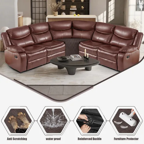 Miniatura 2 de KinCam Fundas impermeables para sofá modular reclinable, fundas de sofá reclinable de gran tamaño para sofá en forma de L, funda de sofá Chocolate