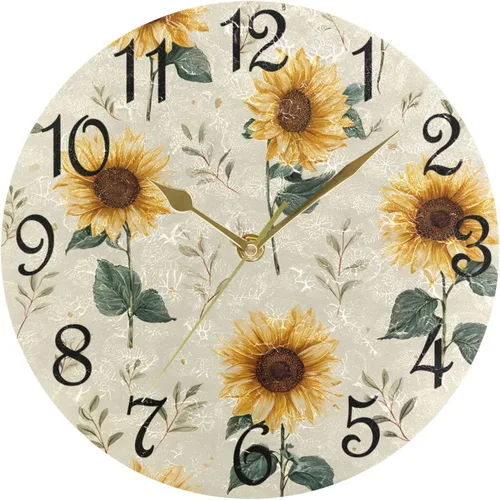 Miniatura 33 de Reloj de pared rústico retro con puerta de granero de madera, marrón, azul, funciona con pilas, silencioso, sin tictac, 10 pulgadas, reloj de mesa