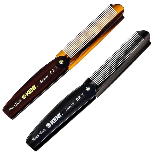 Miniatura 13 de Kent 82T Peine de bolsillo plegable hecho a mano para hombres, peine de dientes finos para peinar y alisar el cabello todos los días, para barba