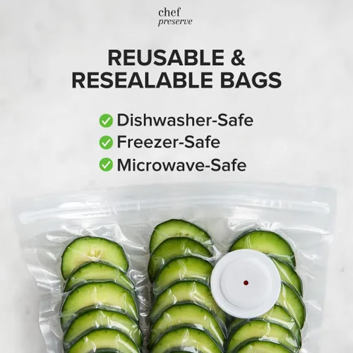 Miniatura 3 de Chef Preserve Bolsas reutilizables selladoras al vacío para alimentos, 30 bolsas grandes sin BPA (12 x 13 pulgadas), congelador, microondas
