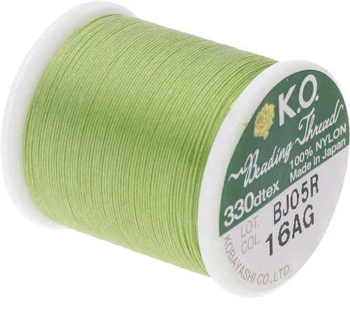 Miniatura 2 de KO Hilo de nailon para cuentas, color verde manzana, japonés previamente encerado 100% nailon, 330TEX, resistente a enredos, carrete de 50 m / 55