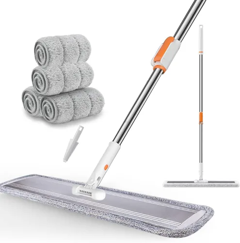 Trapeador plano para limpieza de suelos. Trapeador húmedo de microfibra resistente, limpieza profunda para madera dura, azulejos y laminados, Juego