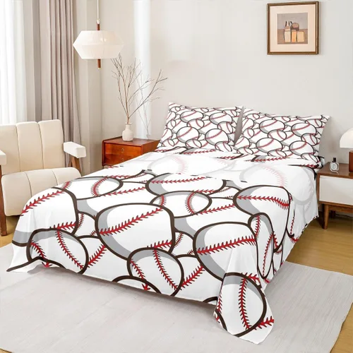Miniatura 6 de Castle Fairy Juego de sábanas de béisbol tamaño twin, béisbol 3D para niños y jóvenes juego deportivo de pelota, juego de decoración de ropa de cama