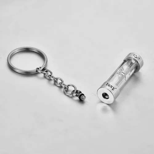 Miniatura 2 de Llavero de reloj de arena para cenizas, colgante de urna conmemorativa, recuerdo de cremación, joyería para tía, Aunt