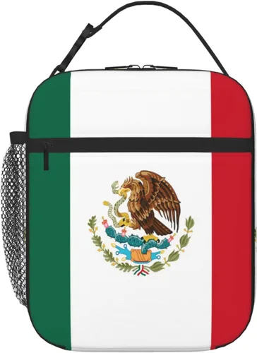 Bolsa de almuerzo aislada con la bandera de México para mujeres y hombres, reutilizable, a prueba de fugas, bolsa de almuerzo para trabajo de oficina