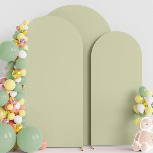 Miniatura 7 de Wokceer Juego de 3 fundas de arco de boda de elastano ajustadas para arco de boda para parte superior redonda, soporte de arco de Chiara para Beige