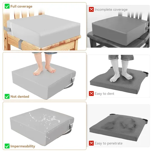 Miniatura 5 de Asiento elevador para niños pequeños para silla de cocina, mesa de comedor, lavable, grueso, resistente, silla elevadora portátil para niños Gris