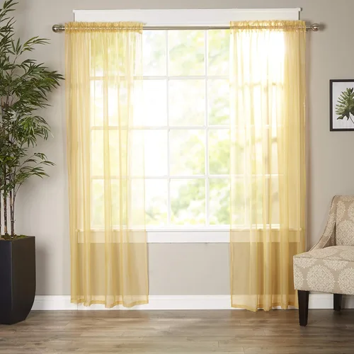 Miniatura 13 de Elegant Comfort - Cortinas transparentes de lujo con bolsillo para barra para cocina, dormitorio y sala de estar, Microfibra, Beige