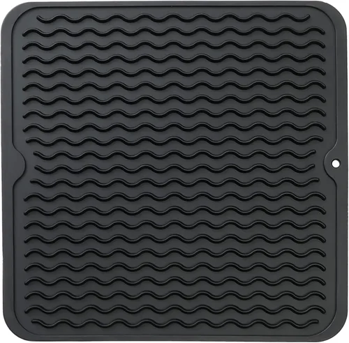 Miniatura 104 de MicoYang Alfombrilla de silicona para secado de platos para múltiples usos, fácil de limpiar, ecológica, resistente al calor, alfombrilla