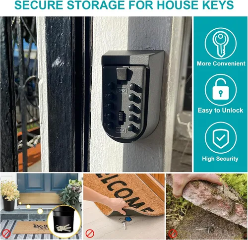 Miniatura 5 de KAYCROWN Caja de bloqueo de llave para exterior, combinación de montaje en pared, caja de seguridad para llaves de casa, caja de seguridad