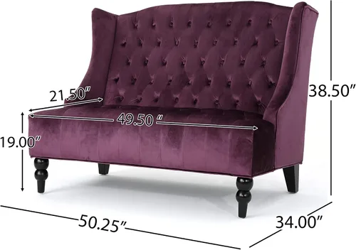Miniatura 3 de Christopher Knight Home GDFStudio Leona Modern Glam - Sofá biplaza de terciopelo copetudo, pasas y marrón oscuro