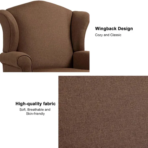 Miniatura 3 de Silla decorativa, sillón tapizado con respaldo alto con esponja de alta resistencia y patas de madera, sillas individuales modernas y cómodas