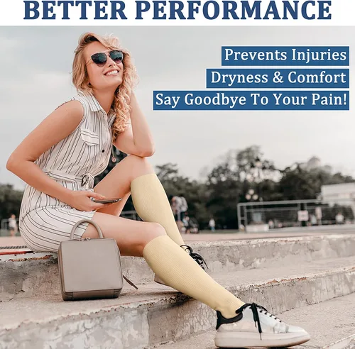 Miniatura 3 de FEYHAY Calcetines de compresión de cobre (3 pares) de 15-20 mmHg de circulación es la mejor atlética y diaria para hombres y mujeres, correr