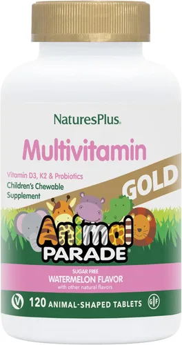 Miniatura 11 de NaturesPlus Animal Parade Gold Multivitamínico para niños, cereza, 120 tabletas masticables en forma de animal, paquete de 2, vegetarianos, sin