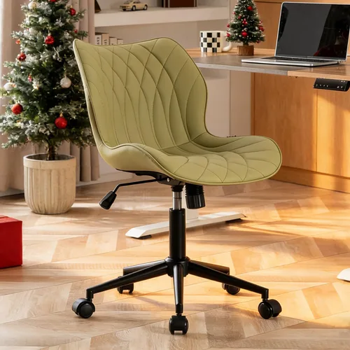 Miniatura 3 de YOUNUOKE Silla de escritorio sin brazos, cómoda silla de oficina con ruedas, silla ergonómica para el hogar, sillas ajustables para computadora