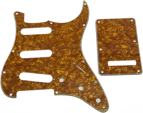 KAISH Guardabarros de 11 agujeros estilo ST/Strat, SSS, con placa trasera ST, cubierta de trémolo para Stratocaster/Strat Gold Pearl de EE.