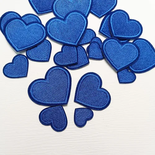 Miniatura 3 de 24 parches para planchar con corazón azul, parches bordados con corazón para ropa, chaquetas, sombreros, mochilas, jeans