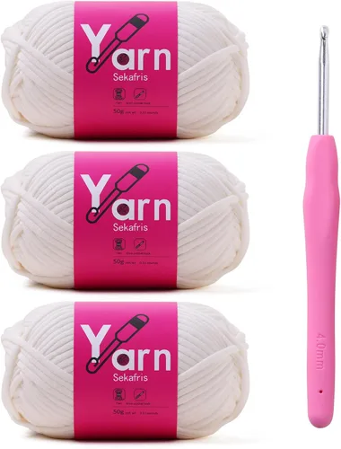 Miniatura 56 de Hilo de Crochet con Hilo de Algodón para Crochet – Hilos de Crochet Tejido para Principiantes con Puntadas Fáciles de Ver – Hilo para Crochet