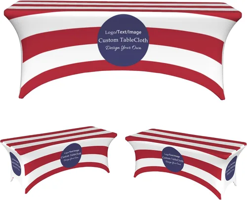 Mantel personalizado con logotipo de negocios, funda elástica ajustable de elastano para mesas rectangulares, manteles personalizados para fiestas,