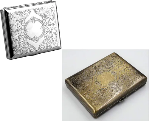 Elegante paquete de estuches de cigarrillos grabados para diferentes ocasiones, soporte de metal de estilo victoriano para tamaño regular, king y