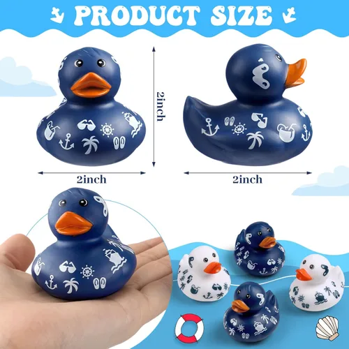 Miniatura 2 de Jerify 24 Piezas Patos de Crucero de 2 Pulgadas para Ocultar Mini Patos de Goma de Barco de Crucero Azules y Blancos Juguetes de Baño a Granel