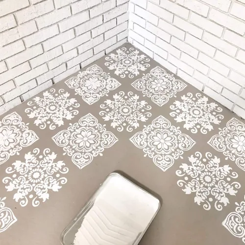 Miniatura 4 de 3 plantillas de azulejos de 12 x 12 pulgadas – Plantillas grandes de pintura para muebles de pared de piso, tela de madera, plantillas de mandala