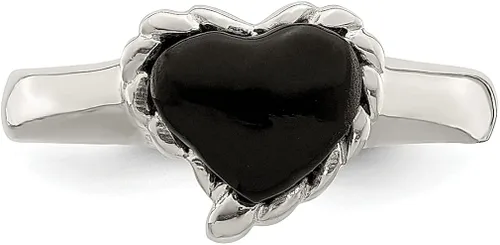 Miniatura 5 de 925 Sterling Silver Black Onyx Heart Band Ring Love Stone Natural Shell Wood Fine Jewelry For Women Gifts For Her