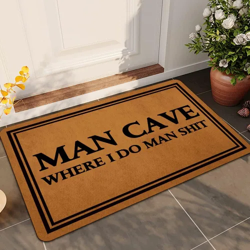 Miniatura 2 de Ytanie Tapetes de bienvenida para puerta delantera, entrada al aire libre, cueva de hombre, con texto en inglés Where I Do Man Shit, tapete de goma