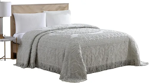 Miniatura 8 de Beatrice Home Fashions Colcha de Chenilla con Medallón, Full, Blanco
