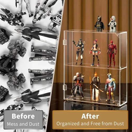 Miniatura 8 de Caja de exhibición acrílica NIUBEE, caja de exhibición transparente para figuras Funko Pop, gabinete de exhibición a prueba de polvo montado