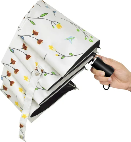 Miniatura 78 de Cuby Paraguas UV compacto plegable paraguas ligero portátil manual paraguas de viaje para resistente a la lluvia y 99% de protección UV con Negro